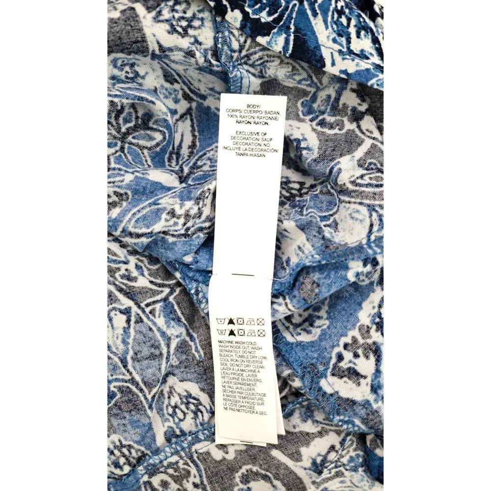 Lucky Brand Blue Floral Halter Maxi Dress Adjustable Tasseled Ties Size Large - Picture 5 of 10